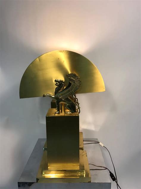 versace lion table lamp|Versace Style Brass Table Lamps with Winged Lions.